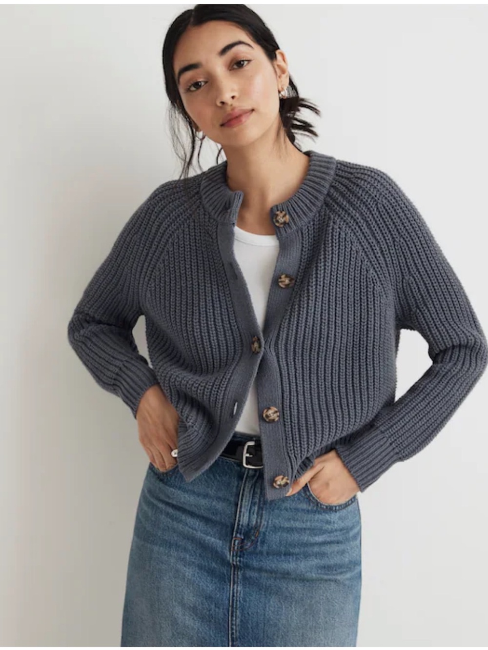 NWT Rib Raglan-Sleeve Cardigan Size M